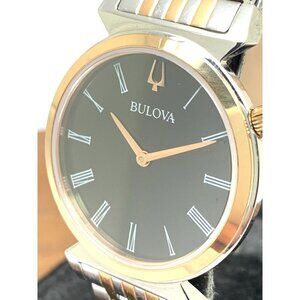 Bulova Women's Watch 98L265 Quartz Black Dial 30mm Two Tone Stainless Steel